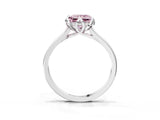 Silver Fancy Pink Princess Cut Diamond Solitaire Ring with Flower Prong Setting and Classic Band_6