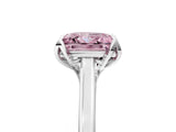 Silver Fancy Pink Princess Cut Diamond Solitaire Ring with Flower Prong Setting and Classic Band_8