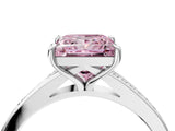 Silver Fancy Pink Princess Cut Diamond Solitaire Ring with Pavé Band and Prong Setting_16