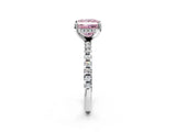 Silver Fancy Pink Princess Cut Diamond Solitaire Ring with Round  Pavé Band and Four-Prong Setting_38
