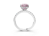 Silver Fancy Pink Princess Cut Diamond Solitaire Ring with Round  Pavé Band and Four-Prong Setting_39