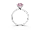 Silver Fancy Pink Princess Cut Diamond Solitaire Ring with Thin Band and Prong Setting_3