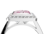 Silver Fancy Pink Princess Cut Halo Bezel Diamond Pave Band Ring_10