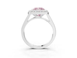 Silver Fancy Pink Princess Cut Halo Bezel Diamond Pave Band Ring_9