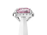 Silver Fancy Pink Princess  Cut Halo Solitaire Engagement Ring with Square Band and Four-Prong Setting_29