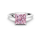 Silver Fancy Pink Princess Cut Solitaire Diamond Ring with Six-Prong Setting and Classic Band_20