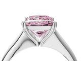 Silver Fancy Pink Princess Cut Solitaire Diamond Ring with Six-Prong Setting and Classic Band_24