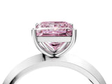 Silver Fancy Pink Princess  Cut Solitaire Engagement Ring with Flat Band and Four-Prong Setting 5
