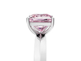 Silver Fancy Pink Princess  Cut Solitaire Engagement Ring with Flat Band and Four-Prong Setting