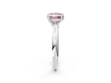 Silver Fancy Pink Princess  Cut Solitaire Engagement Ring with Tapered Band and Four-Prong Setting 4