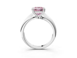 Silver Fancy Pink Princess  Cut Solitaire Engagement Ring with Tapered Band and Four-Prong Setting 5