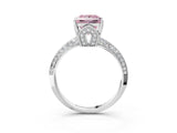 Silver Fancy Pink Princess Cut Solitaire Split Shank Pave Diamond Engagement Ring with Four-Prong Setting_153