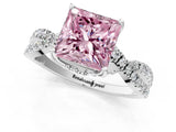 Silver Fancy Pink Princess Cut Solitaire Twist Pave Diamond Engagement Ring with Prong Setting_44