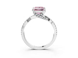 Silver Fancy Pink Princess Cut Solitaire Twist Pave Diamond Engagement Ring with Prong Setting_46