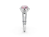 Silver Fancy Pink Princess  Halo Diamond Floral Split Shank Engagement Ring 2