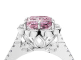 Silver Fancy Pink Princess  Halo Diamond Floral Split Shank Engagement Ring 4