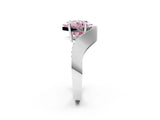 Silver Fancy Pink Princess  Solitaire Diamond Engagement Ring with Pave Band and Four-Prong Setting 3