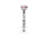 Silver Fancy Pink Princess  Solitaire Diamond Engagement Ring with XO Engraved Band and Four-Prong Setting 3