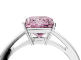Silver Fancy Pink Princess  Solitaire Diamond Ring with Split Shank and Four-Prong Setting_16