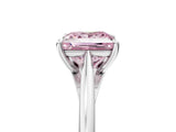 Silver Fancy Pink Princess  Solitaire Engagement Ring with Four-Prong Setting and Classic Band