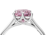 Silver Fancy Pink Princess  Solitaire Engagement Ring with Six-Prong Setting and Classic Band