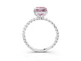 Silver Fancy Pink Princess  Solitaire Twist Band Ring with Four-Prong Setting_10