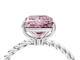 Silver Fancy Pink Princess  Solitaire Twist Band Ring with Four-Prong Setting_11