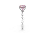 Silver Fancy Pink Princess  Solitaire Twist Band Ring with Four-Prong Setting_9