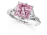 Silver Fancy Pink Princess  Solitaire Twist Band Six-Prong Setting 1