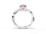 Silver Fancy Pink Princess  Solitaire Twisted Pave Diamond Ring with Four-Prong Setting_3