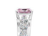 Silver Fancy Pink Radiant  Brilliant Solitaire with Side Stones on a Pave Band and Four-Prong Setting_17
