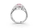 Silver Fancy Pink Radiant Cut Brilliant Milgrain Filigree Diamond Ring with Square Prong Setting_15
