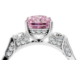 Silver Fancy Pink Radiant Cut Brilliant Three-Stone Pave Band with Four-Prong Setting_10