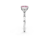 Silver Fancy Pink Radiant Cut Brilliant Three-Stone Pave Band with Four-Prong Setting_8