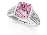 Silver Fancy Pink Radiant Cut Cut Diamond Channel Set Pave Band with Tension Prong Setting_7