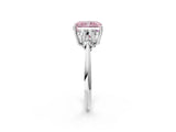 Silver Fancy Pink Radiant Cut Cut Diamond Cluster Ring with Solitaire Band and Four-Prong Setting_21