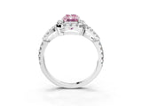 Silver Fancy Pink Radiant Cut Cut Diamond Halo Engagement Ring with Open Split Pavé Band_9