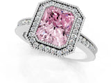 Silver Fancy Pink Radiant Cut Cut Halo Pavé Diamond Ring_13
