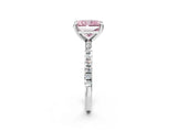 Silver Fancy Pink Radiant Cut Diamond Brilliant Solitaire Ring with Pavé Band and Four-Prong Setting_38