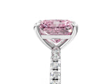 Silver Fancy Pink Radiant Cut Diamond Brilliant Solitaire Ring with Pavé Band and Four-Prong Setting_41