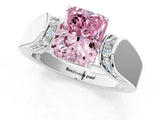 Silver Fancy Pink Radiant Cut Diamond Channel Set Solitaire Ring with Four-Prong Setting_78