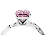 Silver Fancy Pink Radiant Cut Diamond Engagement Ring with Side Stone Accents and Four-Prong Setting_40