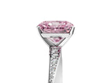 Silver Fancy Pink Radiant Cut Diamond Engagement Ring with Side Stone Accents and Four-Prong Setting_41