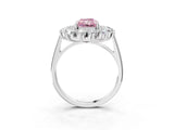 Silver Fancy Pink Radiant Cut Diamond Floral Double Halo Engagement Ring with Prong Setting_153