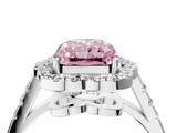 Silver Fancy Pink Radiant Cut Diamond Floral Halo Split Shank Prong Setting Ring_10