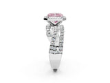 Silver Fancy Pink Radiant Cut Diamond Halo Ring with Round Split Shank and Prong Setting_2