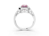 Silver Fancy Pink Radiant Cut Diamond Halo Ring with Split Shank and Bezel Accents and Prong Setting_9