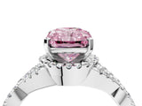 Silver Fancy Pink Radiant Cut Diamond  Halo Twist Band Solitaire Prong Setting Ring_28