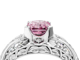 Silver Fancy Pink Radiant Cut Diamond Pave Art Deco Split Shank Ring with Four-Prong Setting_10