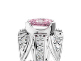 Silver Fancy Pink Radiant Cut Diamond Pave Art Deco Split Shank Ring with Four-Prong Setting_11